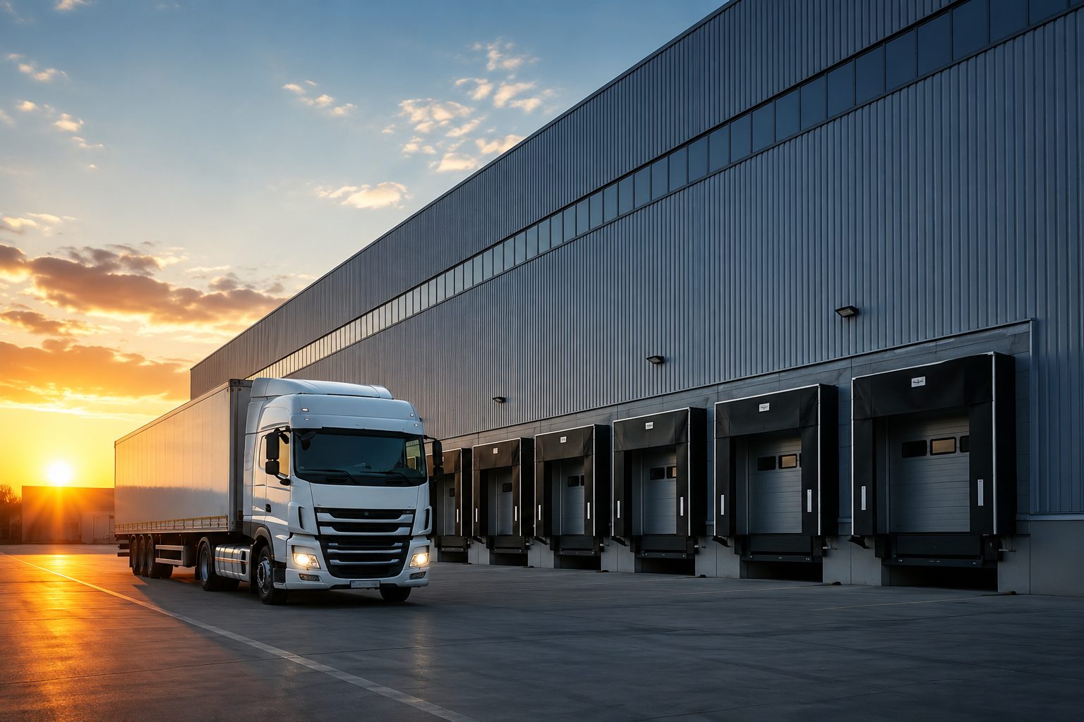 Delivery truck at a warehouse loading dock